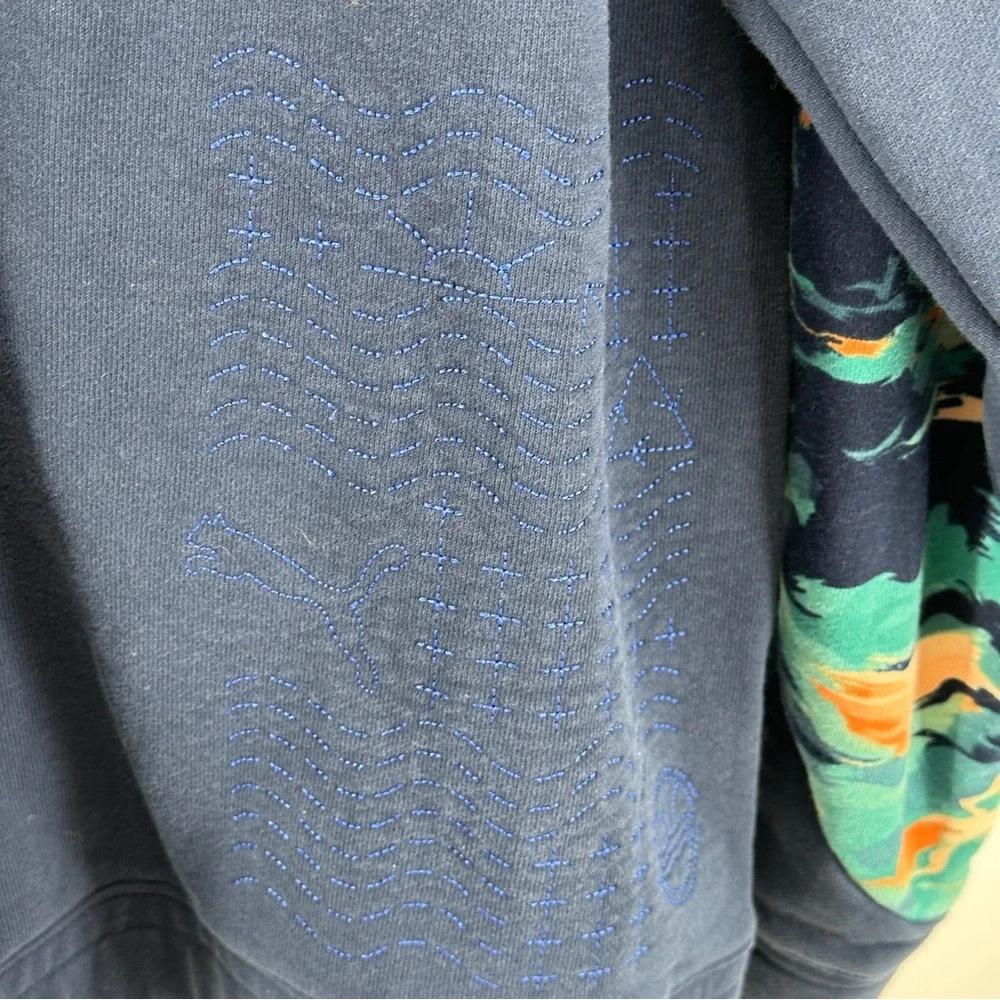Men’s XXL Puma Blue Aqua‎ Jacket Beach Tropical Sleeves Embroidered Hoop Hunter